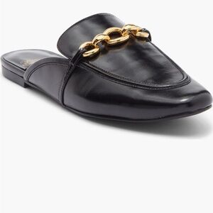 Jeffrey Campbell Black Mules with Gold Chain